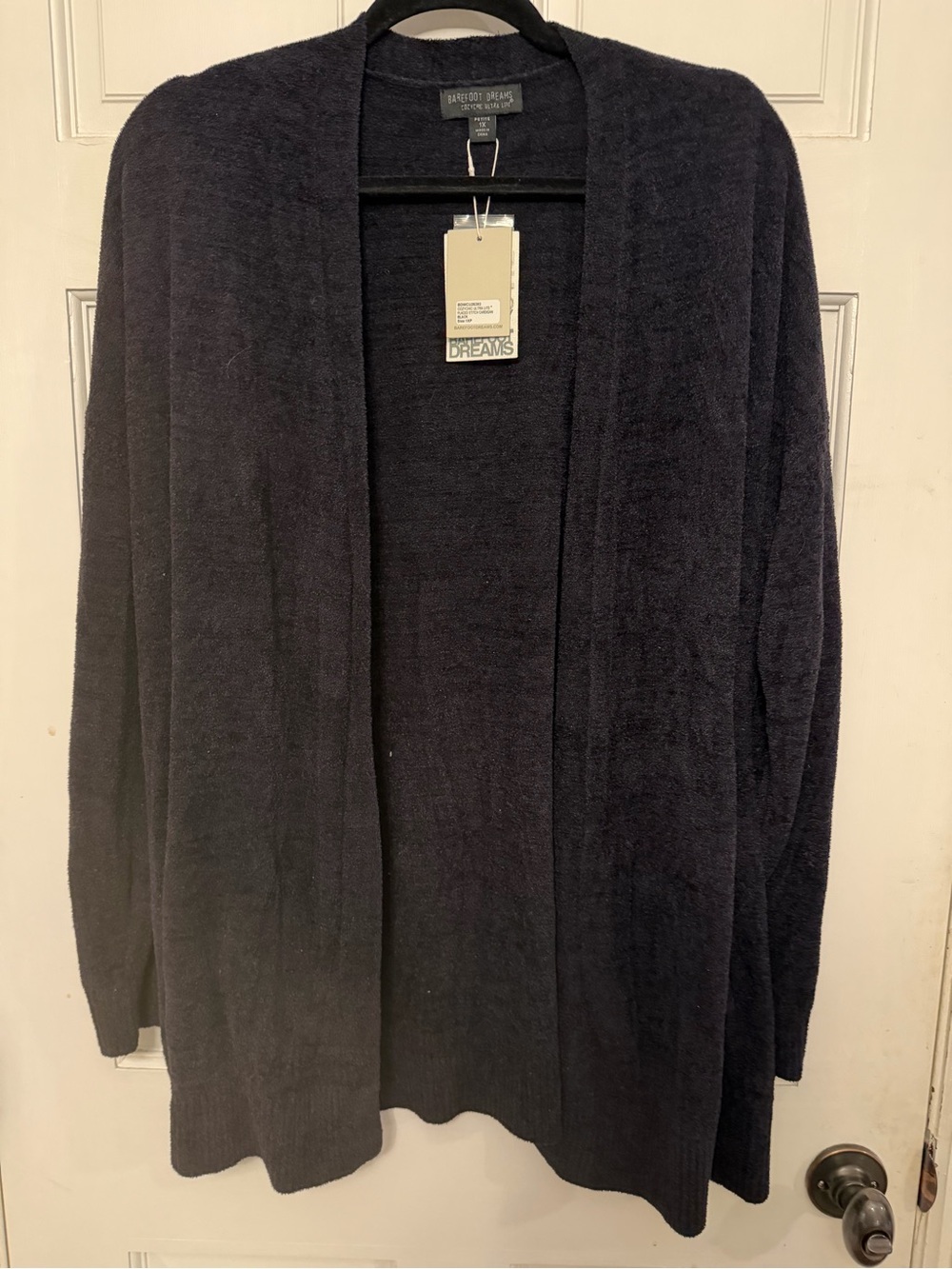 Barefoot Dreams Cozy Chic Ultra Lite Placed Stitch Cardigan - Black